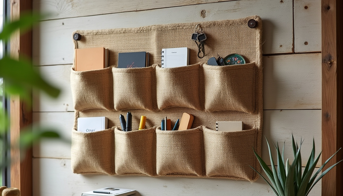 découvrez comment réaliser facilement un vide-poches mural en toile de jute grâce à ce diy simple et créatif. parfait pour organiser votre intérieur avec style et originalité !